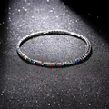 Einreihiges, mehrfarbiges, elastisches Strass-Armband für Damen in eleganter Silberoptik - Silber - Regenbogen