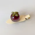 Cute mangosteen fruit hair clip with glossy purple finish and cream duckbill clip - Mangosteen / 1 Piece / Purple