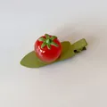 Sweet 3D red tomato duckbill hair clip with green leaf detail for women and girls - Tomato / 1 Piece / Red
