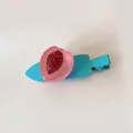 Pince à cheveux pêche rose avec base métallique bec de canard bleu clair - Pêche / 1 Pièce / Rose