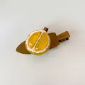 Pince à cheveux réaliste en forme de durian en résine jaune pour un style estival. - Durian / 1 Pièce / Marron