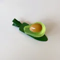 Pince à cheveux douce en forme d'avocat en résine verte transparente et noyau brun - Papaye / 1 Pièce / Vert