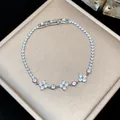 Elegant silver-tone zircon butterfly bracelet with sparkling crystal pavé stones - Silver