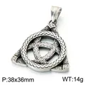Vintage Celtic triangle knot pendant in titanium steel, 38x36mm size and 14g weight - Celtic Triquetra Style (KP118528-LU) / Antique Silver