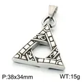 Vintage Celtic knot triangle pendant crafted from durable titanium steel for men and women. - Hollow Triangle Totem Style (KP118653-LU) / Antique Silver
