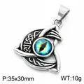 Antiker keltischer Knoten Anhänger aus Edelstahl mit blauem Drachenauge-Stein - Blaues Drachenauge Stil (KP118726-LU) / Antik Silber