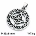 Vintage keltischer Knoten Edelstahl-Anhänger Rund mit 35x31mm Größe und 8g Gewicht - Runder Keltischer Knoten Stil (KP118901-LU) / Antik Silber