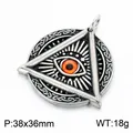 Vintage Keltischer Titanstahl Dreieck Halskette Anhänger mit mysteriösem orangefarbenem Auge Motiv - Auge der Vorsehung Stil (KP118913-LU) / Antik Silber
