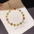 Luxury gold-plated bracelet with multi-color heart-shaped zircon stones - Style 16 Bracelet