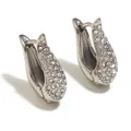 Elegant silver-tone stainless steel hoop earrings encrusted with sparkling crystals - Steel