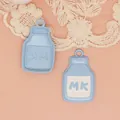 Light blue milk bottle pendant charm made of alloy and drip oil for DIY jewelry designs. - Milk Box Style (G005) / Light Blue
