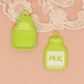 Lime green alloy milk carton charm pendant with MK logo for DIY jewelry making kit - Milk Box Style (G005) / Green
