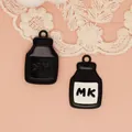 Cute black alloy milk carton pendant with MK lettering for DIY keychain accessory - Milk Box Style (G005) / Black
