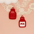 Red milk carton alloy charm with MK letters for DIY jewelry and keychain accessories. - Milk Box Style (G005) / Red