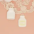 Cute milk bottle alloy pendants for DIY jewelry making and keychains accessories - Milk Box Style (G005) / White