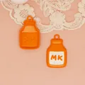 Vibrant orange alloy milk bottle charm with MK label for DIY jewelry and keychains - Milk Box Style (G005) / Orange