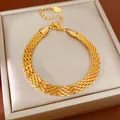 Elegant 18k gold plated multi-strand mesh bracelet displayed on a premium gift box. - Mesh Chain Style / Gold