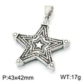 Vintage mystical stainless steel pentagram pendant with intricate Hebrew script engravings. - Hebrew Pentagram Style (KP118582-LU) / 43x42mm