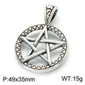 Vintage stainless steel pentagram pendant with distressed finish, 49x35mm, weight 15g - Radiant Pentagram Style (KP118663-LU) / 49x35mm