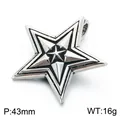Vintage retro style stainless steel pentagram star pendant necklace 43mm size 16g weight - Double Layer Star Style (KP118782-LU) / 43mm
