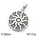 Vintage minimalist stainless steel sun wheel pendant with 29mm diameter and 21g weight - Swirl Sun Pattern Style (KP118836-LU) / 29mm