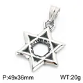 Vintage stainless steel Hebrew Star of David pendant with 49x36mm size and 20g weight - Hebrew Hexagram Style (KP118849-LU) / 49x36mm