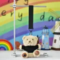 Cute plush teddy bear keychain pendant with black strap and I Love Fly embroidery detail - Pendant Only / 12cm High / Black