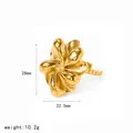 Exquisito anillo floral de acero inoxidable dorado, 28mm x 22,5mm, peso de 10,2g. - Anillo Abierto Fuegos Artificiales (TR4605) / Dorado