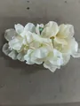 Elegant cream fabric flower hair clip with pearl accents for women's hair styling - Duckbill Clip (9#) / Off White