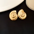 Vintage gold snail shell shaped stud earrings with polished metallic finish - Spiral Shell Stud Earrings (50#)