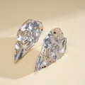 Unique artistic silver hammered leaf earrings with ear relief motif in vintage style - Irregular Leaf Shell Ear Relief (55#)