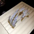 Close-up of elegant silver bracelet with sparkling marquise-cut leaf pattern - Silver