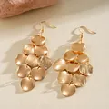 Vintage brushed gold multi-disc drop earrings for women stylish jewelry - Stacked Arranged Round Metal Disc Style (48#)