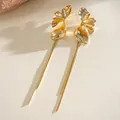 Elegant gold flower petal earrings with long snake chain tassels for a chic look. - Gold Long Petal Fine Snake Bone Tassel (70#)