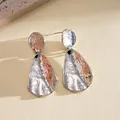 Vintage style silver drop earrings featuring a hammered texture and irregular teardrop design - Silver Irregular Hammered Teardrop Pendant (63#)