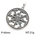 Retro Slavic Kolovrat sun wheel pendant in durable titanium steel, 45mm diameter - Slavic Kolovrat Style (KP118774-LU) / Diameter 45mm
