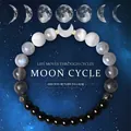 Vue détaillée du bracelet phases de lune avec perles de pierre de lune et obsidienne décor. - Style de Perles Dégradé 1