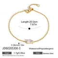 Adjustable 18k gold plated stainless steel bracelet with rectangular white zircon detail - Rectangle Style (JDB0205300-3)
