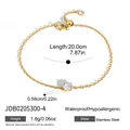 Detailed view of adjustable stainless steel gold bracelet with 0.58cm white zircon stone. - Round Style (JDB0205300-4)