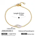 Detailed view of adjustable stainless steel bracelet with marquise white zircon. - Marquise Style (JDB0205300-5)
