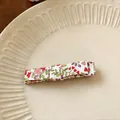 Elegant Korean style floral fabric wrapped hair clip duckbill hair pin accessories. - Green