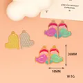 Detail view of colorful heart-shaped bird enamel charms with 26x18mm dimensions - Purple Bird Heart (5) / Gold / Purple