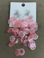Boucles d'oreilles vintage style français avec disques en coquillage rose et perles. - Clou d'oreille en argent - Rose