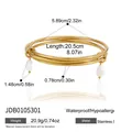 Detailed view of gold multi-layer stainless steel bangle set with pearl charms. - Layered Pearl Bracelet (JDB0105301)