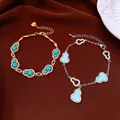 Elegant 18k gold plated gourd bracelets featuring sparkling zircons and blue stones - Mixed Comparison Style