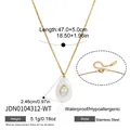 Gold stainless steel necklace with white teardrop resin pendant and crystal - Teardrop White Stone Necklace (JDN0104312-WT)