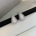 Eleganti orecchini a lobo a goccia con zirconi scintillanti in finitura argento - Argento (Perno in argento)