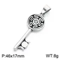 Colgante de llave gótica de acero inoxidable con rueda de Hécate y luna triple - Colgante de Llave Rueda de Hécate Solo (Sin Cadena) (KP118783-LU)