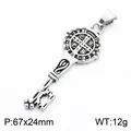 Colgante de llave de San Benito vintage en acero inoxidable para hombre, 12g - Colgante de Llave Medalla de San Benito Solo (Sin Cadena) (KP118813-LU)