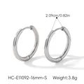 Detailed technical view of titanium steel hoop earrings showing size and 3.8g weight - Minimalist Simple Hoop Style (HC-E11092-16mm-S)